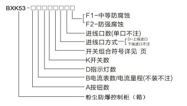 BXK52系列防塵防爆電氣控制柜型號(hào)規(guī)格含義